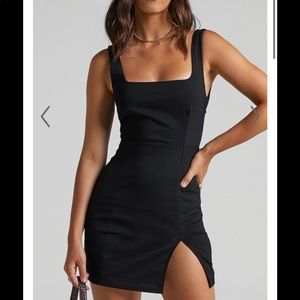 Showpo Hughes Square neck mini dress in black